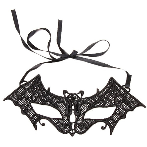 New Black Lace BAT Mask Eye Mask Halloween - Picture 2 of 4